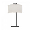 Lampe de table moderne noire de 25 po avec abat-jour texturé