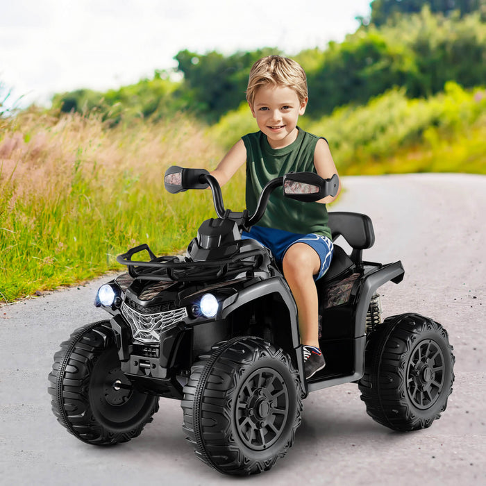 Costway 12v Kids Ride On Atv 4 Wheeler Vehicule Electrique Avec Musique Et Phares Demarrage Souple Noir