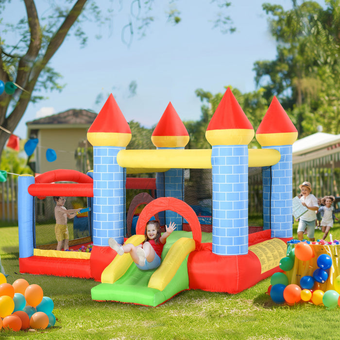 Qaba Chateau Gonflable 4 en 1 de 9,2 x 9,5 pieds pour Enfants