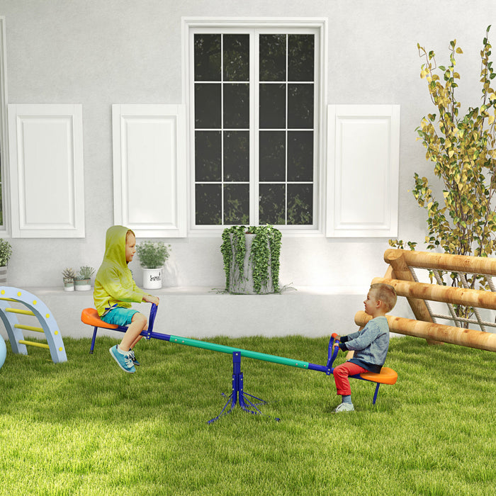 Outsunny Balancoire pivotante pour enfants, bascule reglable avec rotation a 360 degres, equipement de terrain de jeu exterieur pour jardin, aire de jeux, 3 a 8 ans, multicolore