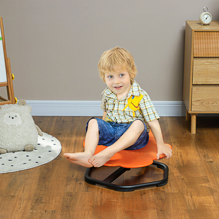 Chaise pivotante Qaba pour enfants, chaise pivotante sensorielle en forme de fleur pour l'entrainement de la coordination corporelle, tabouret oscillant antiderapant, orange