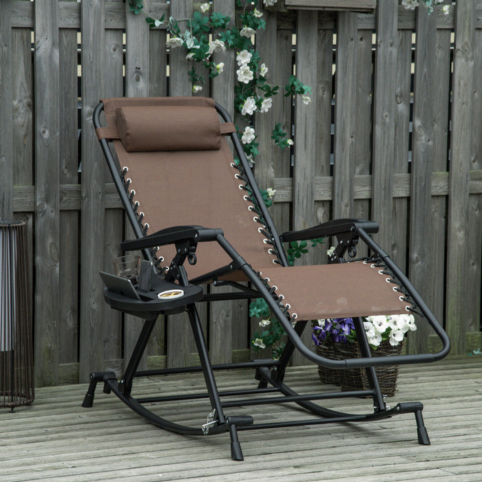 Chaise Longue Inclinable Zero Gravite Ajustable 2 En 1 Outsunny, Marron