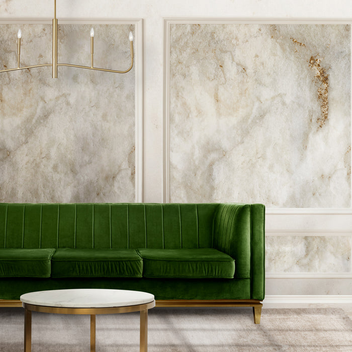 Lustre horizontal Eleanor de Dainolite avec fini laiton vieilli et 4 ampoules