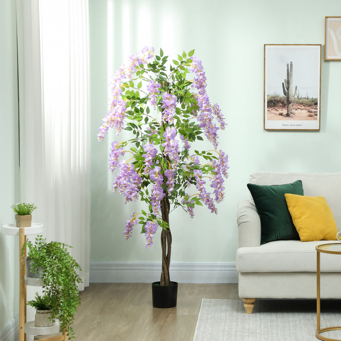 HOMCOM Arbre de glycine artificielle de 1,8 m avec fleurs violettes