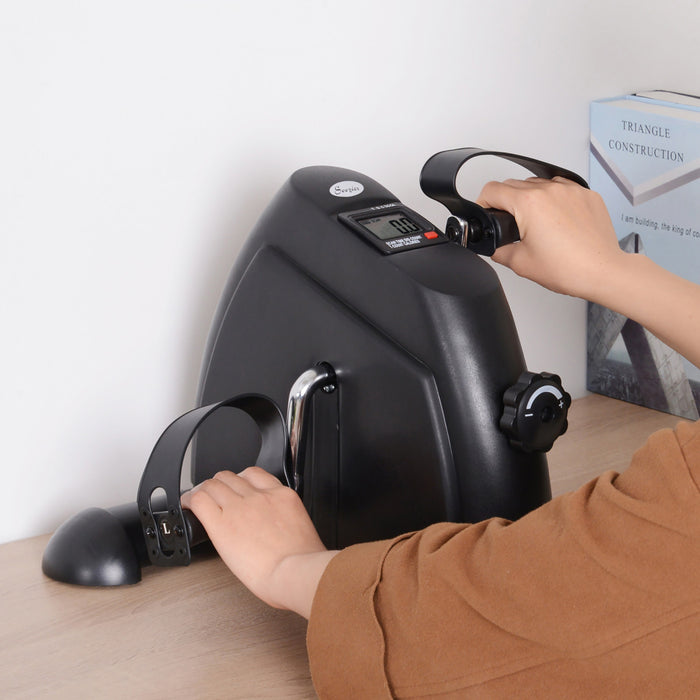 Soozier Mini Velo D'exercice Portable A Pedales Pour Velo D'interieur Avec Ecran Lcd, Noir