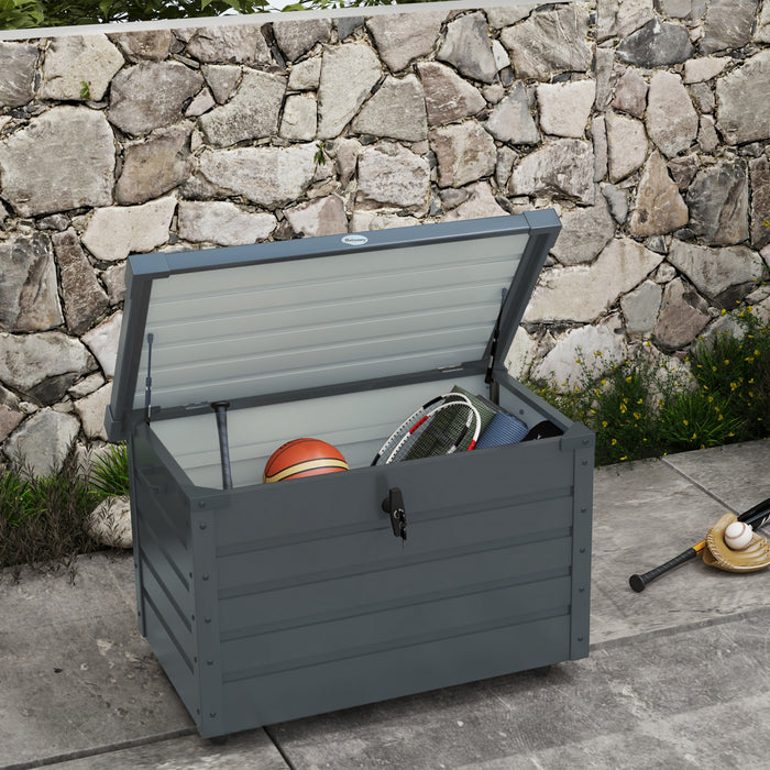 Outsunny Coffre de Jardin, Bac de Rangement avec Serrure, Gris