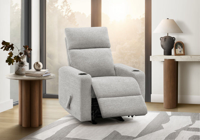 Petit Fauteuil Inclinable Rembourre, Fauteuil Bercant Manuel, Tissu Gris Clair