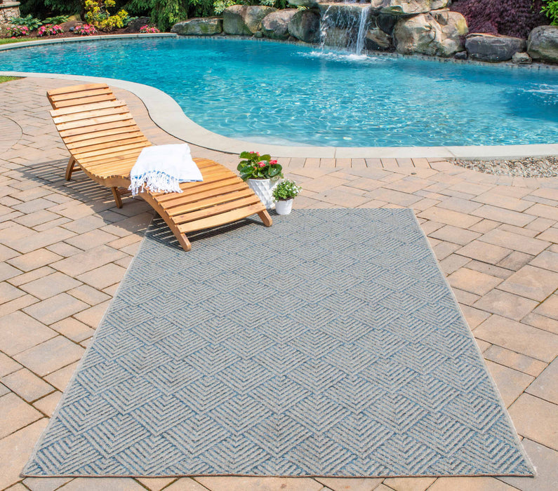 Tapis Contemporain Laura 6'7\" x 9'6\" en Bleu