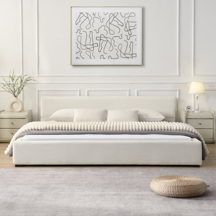 Charlotte Lit elegant avec revetement a bord large, Taille King, Beige
