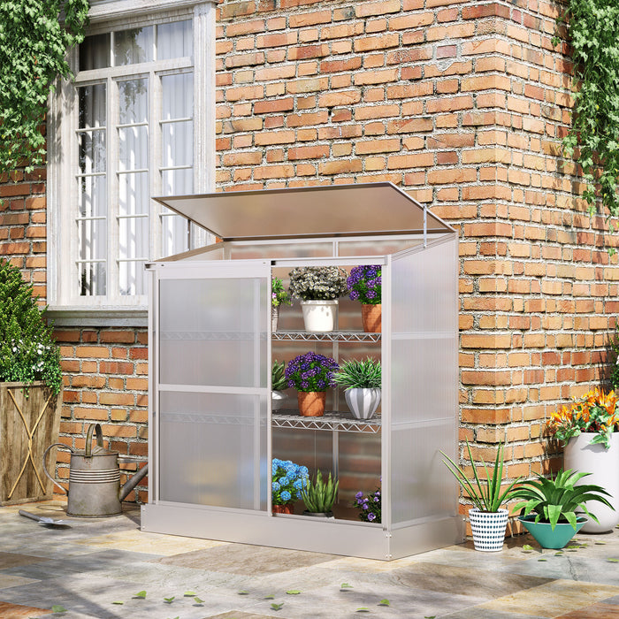Outsunny Serre A Cadre Froid En Aluminium A 2 Niveaux Avec Dessus Ouvrant