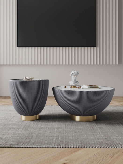 Ensemble de 2 tables Anderson Modern : table basse et table d’appoint en gris