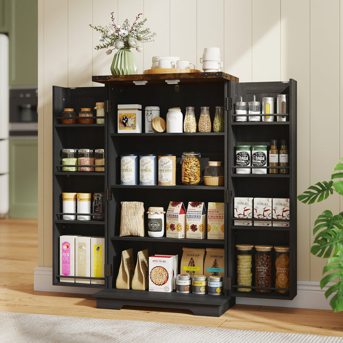 HOMCOM Armoire garde-manger de cuisine avec etageres reglables, Noir