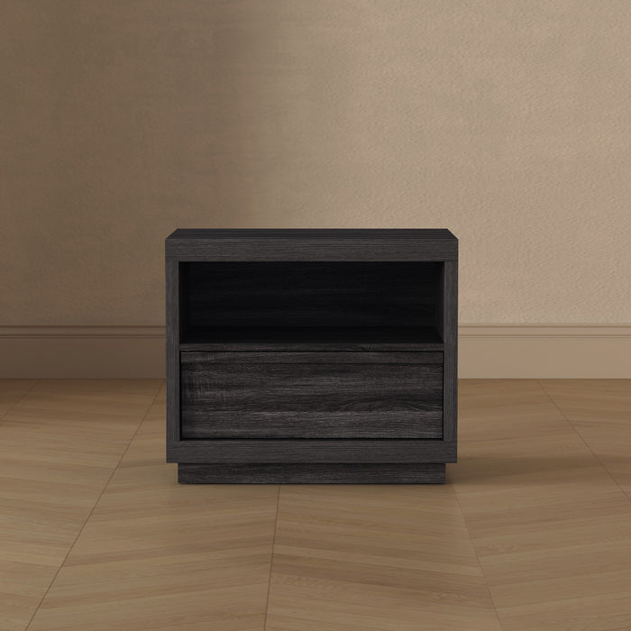 Table de nuit contemporaine Navis 26\" en gris charbon (1 tiroir)