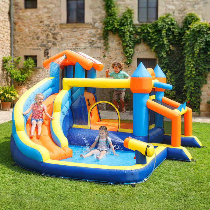 Chateau Gonflable Qaba avec Toboggan, Piscine/Piscine a Balles pour Interieur et Exterieur