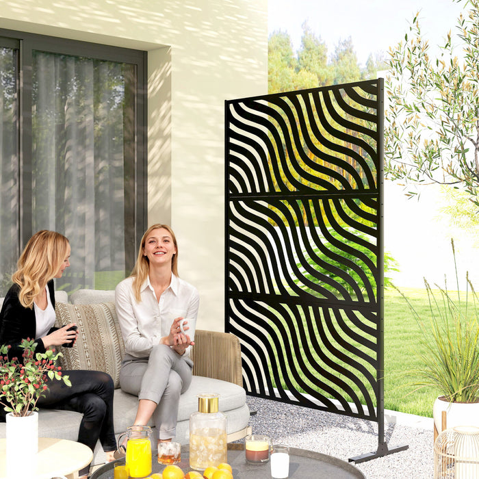 Ecran de confidentialite exterieur Outsunny, separateur exterieur freestanding, noir