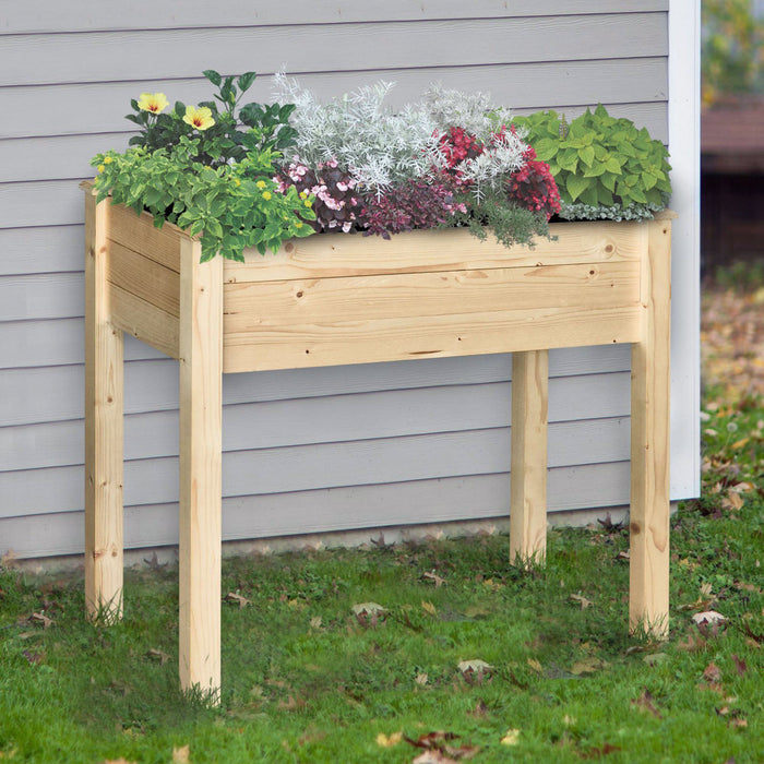 Outsunny 34'' Jardiniere Sur Pieds Potager Inserts D'irrigation + Feutre De Drainage Inclus Bois Massif Sapin
