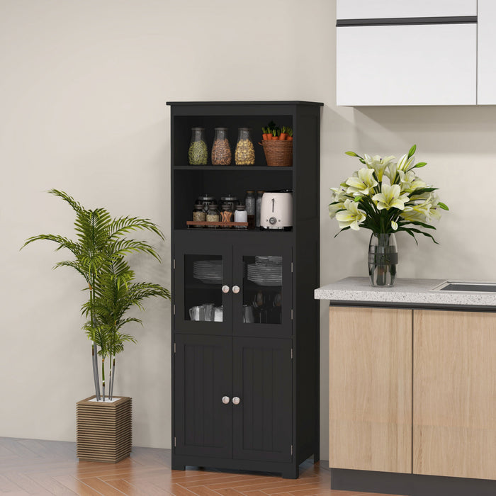 HOMCOM 63\" Buffet avec Huche, Armoire de Rangement avec Etagere Ajustable