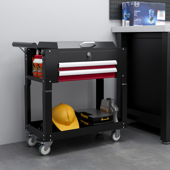 Homcom Chariot A Outils Roulant 330 Lb Chariot Utilitaire Avec Tiroirs Noir