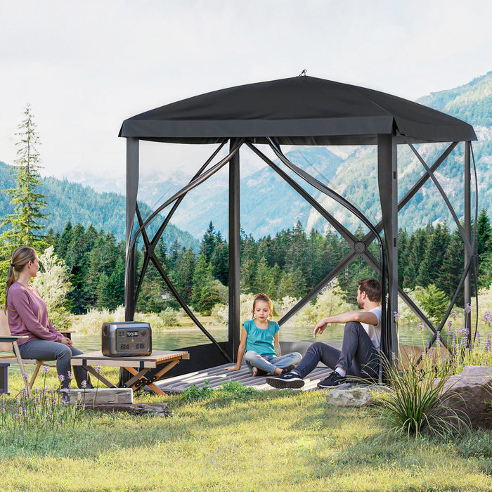 Outsunny Tente De Camping A Ecran Escamotable Installation Instantanee Noir