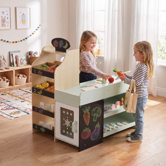 Qaba Epicerie en bois pour enfants avec caisse enregistreuse