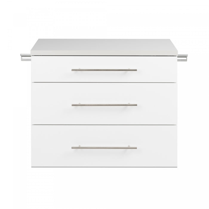 Armoire de plancher HangUps à 3 tiroirs avec rangement - blanche