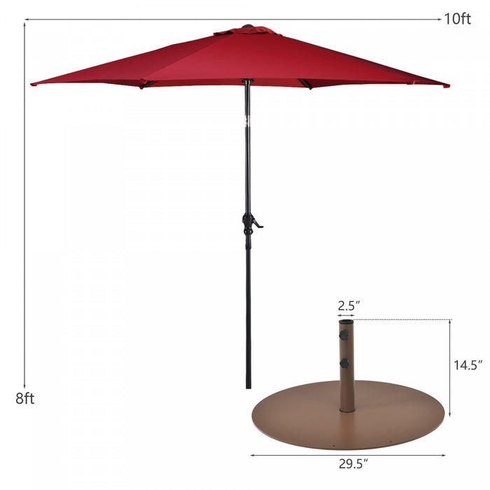 Costway Parasol de Patio 10ft exterieur avec pied de parasol rond robuste de 59 LBS