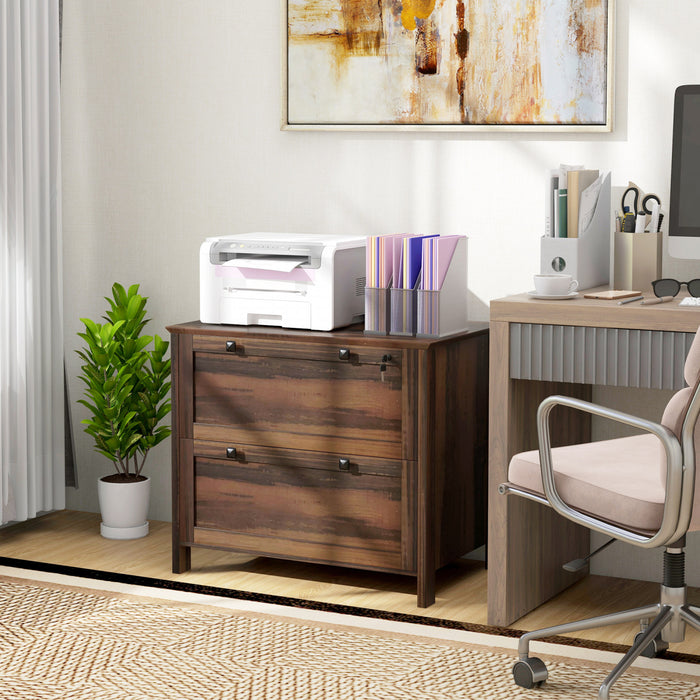 HOMCOM Classeur a 2 tiroirs avec serrure et barre de suspension reglable