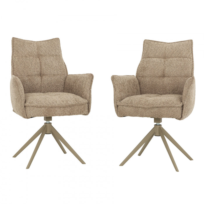 Fauteuil de salle a manger pivotant Elowen rembourre taupe (ens. de 2)