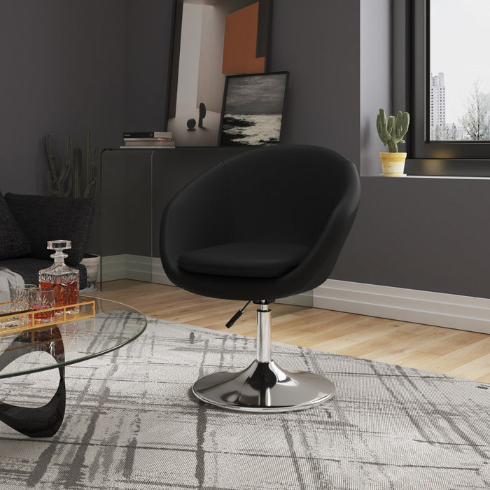 Fauteuil lounge pivotant moderne Hopper en tissu noir - Lot de 2