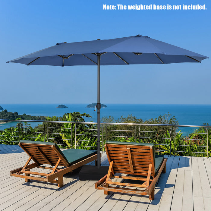 Costway Parasol double face 15FT a manivelle pour patio Jardin marche protection solaire Navy