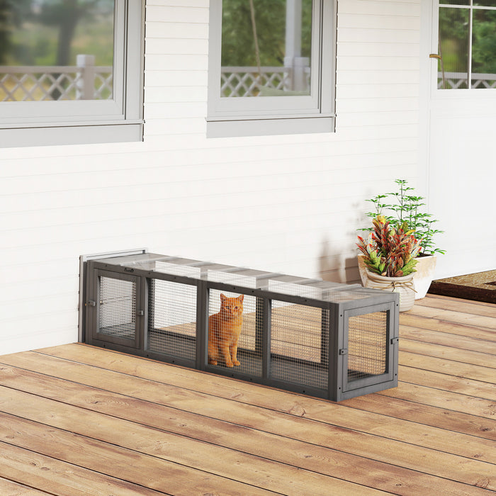 Tunnel d'exterieur pour chat, Enclos en bois, gris