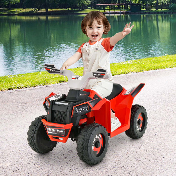 Costway Kids Ride Sur Atv 4 Wheeler Quad Toy Car 6v Alimente Par Batterie Jouet Motorise Rouge