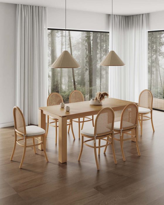 Ensemble de salle a manger chic industriel moderne Paragon et Rockaway 7 pieces en flocon d’avoine et naturel