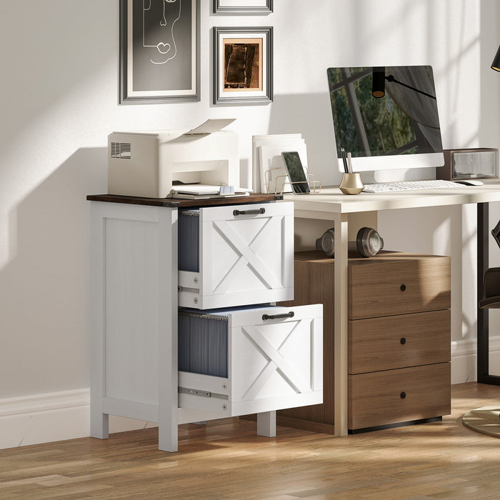 HOMCOM Classeur avec 2 tiroirs, Classeur pour A4 Lettre, Blanc