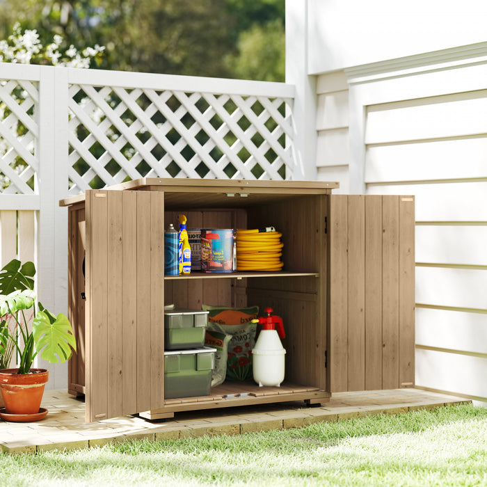 Outsunny Armoire Exterieure en Bois avec Etagere Reglable