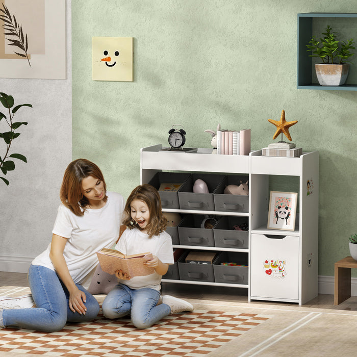 Qaba Organiseur De Rangement Pour Jouets, Bibliotheque Pour Enfants, Blanc