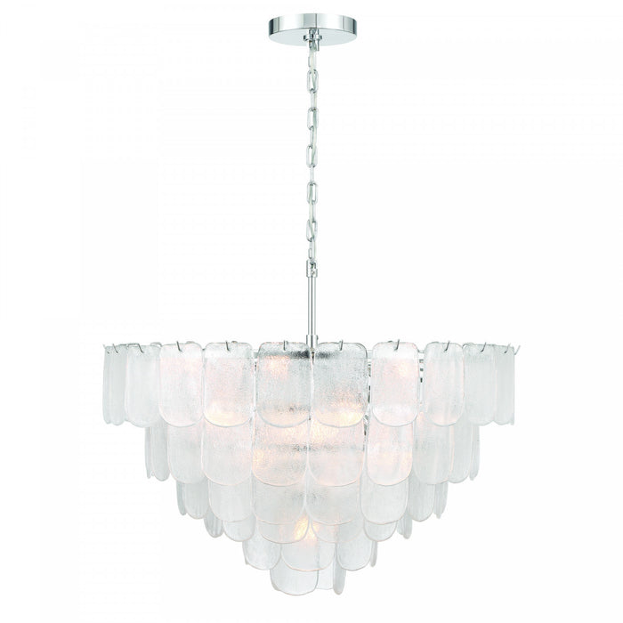 Suspension A 19 lampes Bianca, Nickel Poli, Verre Cristallin De Type Piastra