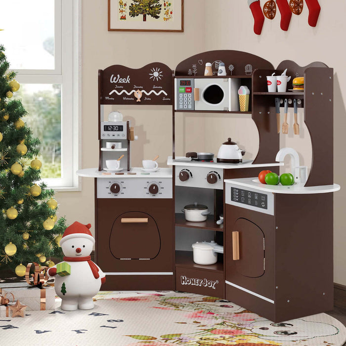 Honeyjoy Coin Cuisine Jeu Avec Machine A Cafe Four Micro-ondes Machine A Laver Marron
