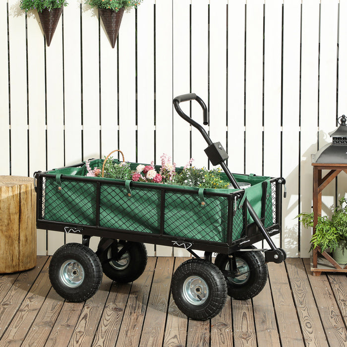 Outsunny Chariot de Jardin avec Sac Amovible et Cotes Detachables, Vert