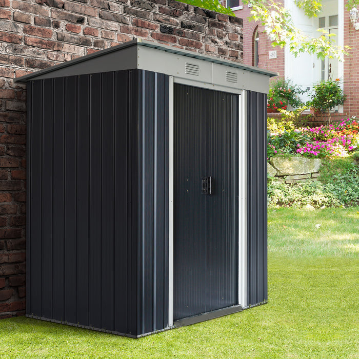 Outsunny Abri De Jardin Avec Portes Coulissantes Et Bouche D'aeration, Noir