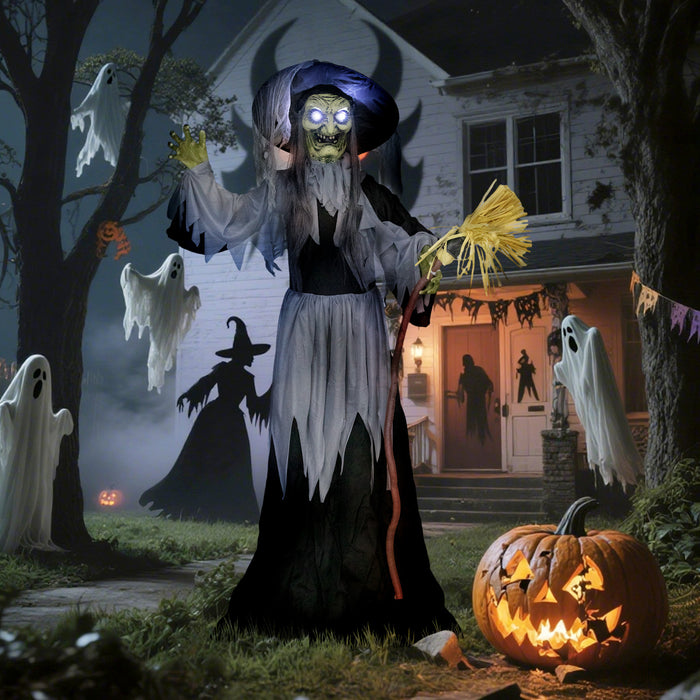 Outsunny Decoration D'halloween Animee, Sorciere Animatronique, Noir