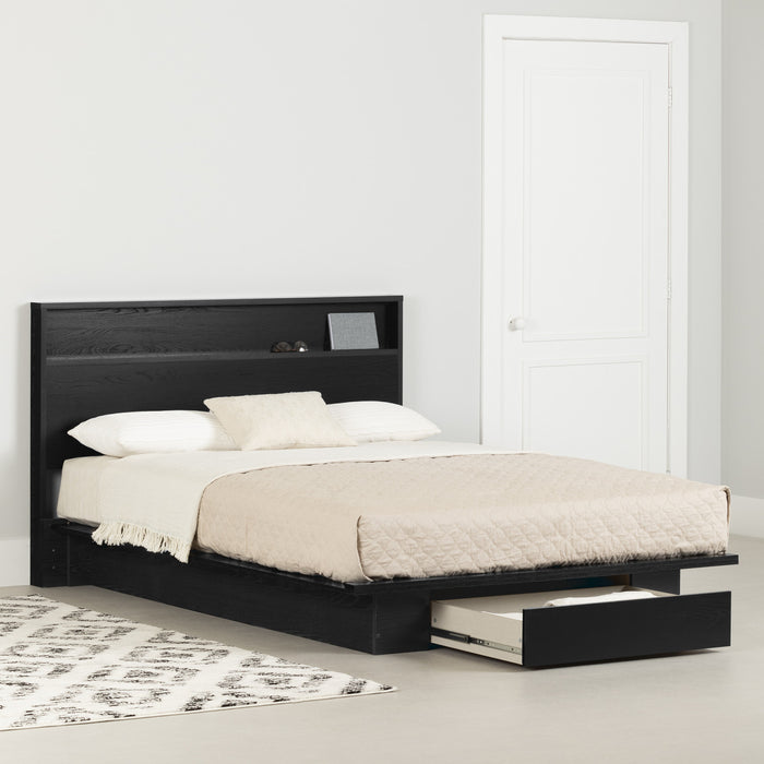  Ensemble de lit plateforme double Primo avec tête de lit - chêne noir