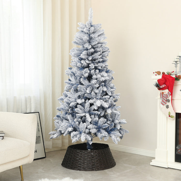Homcom Arbre De Noel Artificiel De 5 Pi Avec Branches Floquees De Neige
