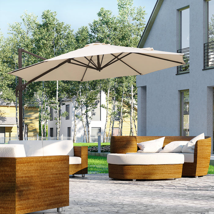 Outsunny Parasol Blanc Creme