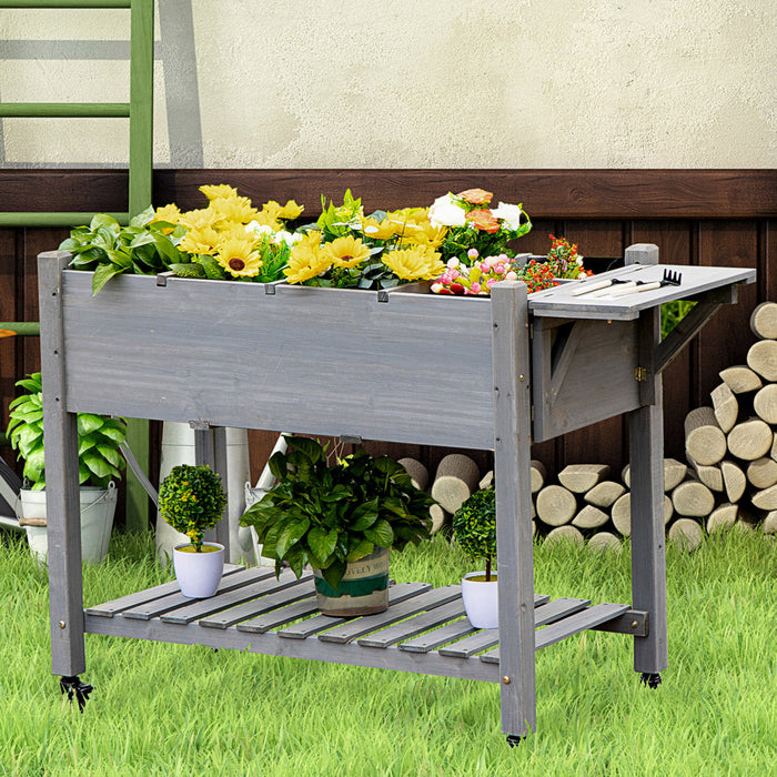 Outsunny Jardiniere Surelevee De 49'' X 21'' X 34'' Jardiniere Surelevee En Bois Pour L'exterieur Jardiniere Surelevee En Bois Avec Bardage, Brun