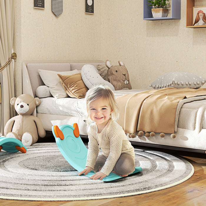 Qaba Planche d'equilibre enfant, planche a bascule pour tout-petits, bleu clair
