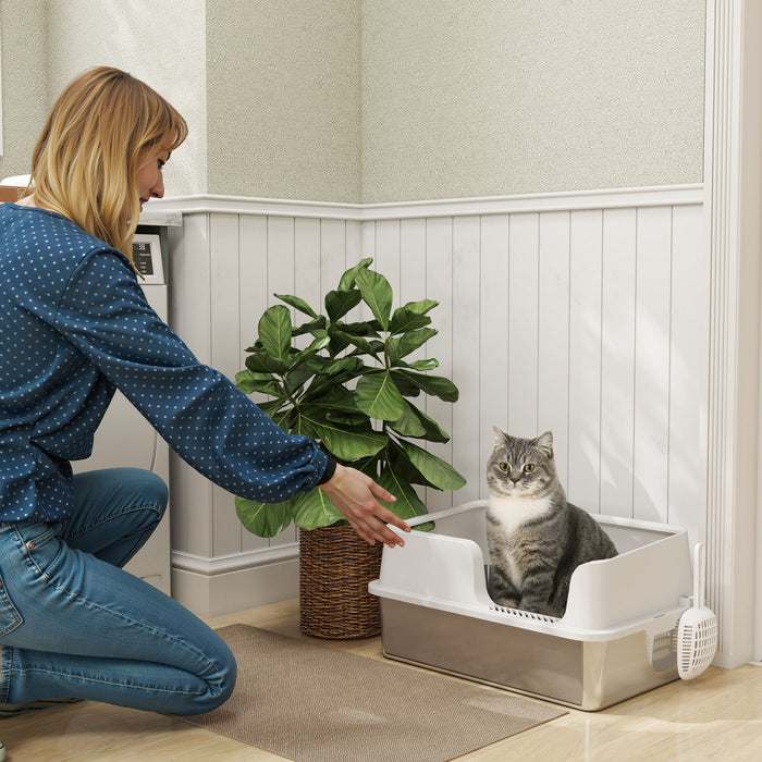 Stainless Steel Cat Litter Box With Scoop