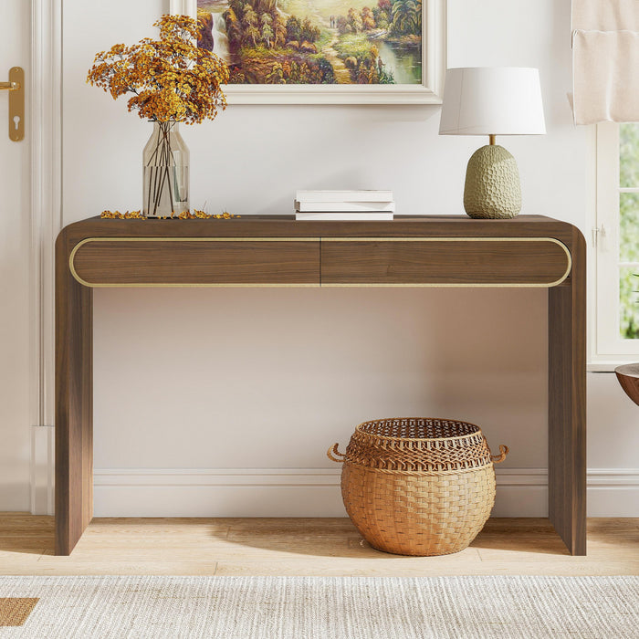 Console en bois Olivia 120 cm avec tiroirs - doree