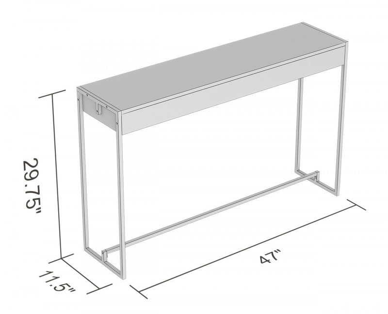 Console de 47 po - ciment foncé avec base en métal noir