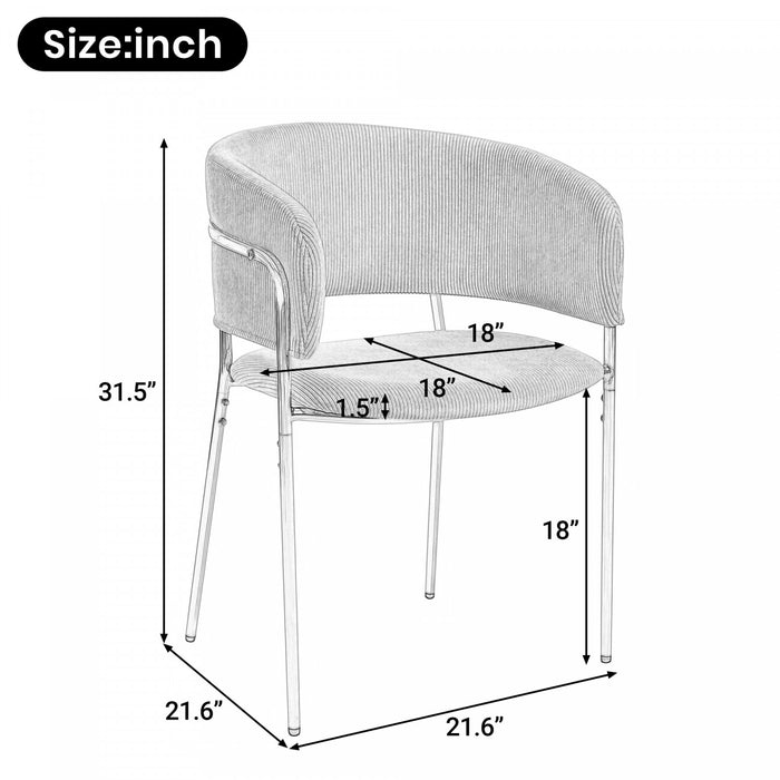 Ethan Ensemble de 6 chaises d’appoint modernes avec assise en velours cotele, pieds inclines et pieds reglables, vert